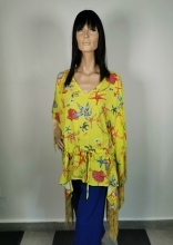 LAFTY LIE PONCHO WITH FRINGES  YELLOW