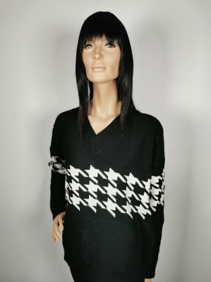 ESQUALO SWETER WITH WHITE PATTERN BLACK